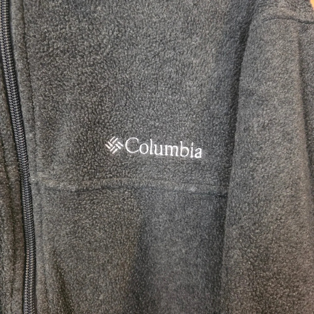 Columbia Fleece Jacket Women XL Gray Good Full‎ Zip Mock Neck Outdoor Soft Layer